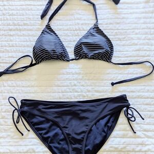 GAP Black and White Bikini Set with Adjustable Ties